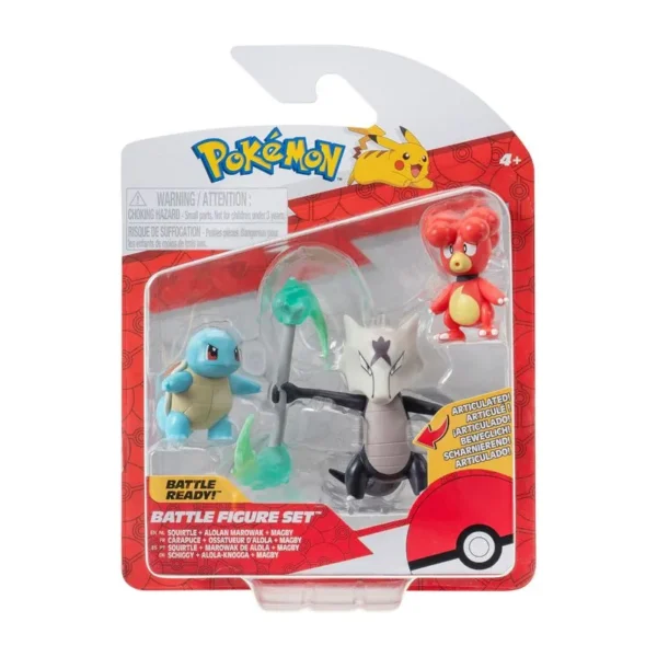 Figuras Pokemon X3 - Magby - Squirtle y Alolan Marowak
