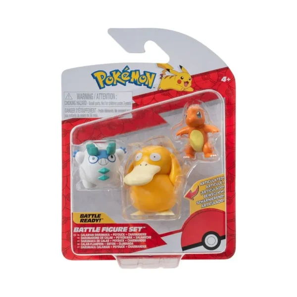 Figuras Pokemon X3 - Charmander - Galarian Darumaka y Psyduck